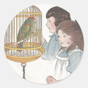 Sticker Rond Polly le perroquet