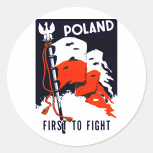 Sticker Rond Pologne 2ème guerre mondiale, première à combattre