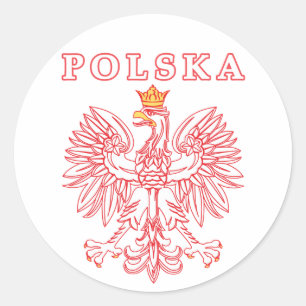 Sticker Rond Polska Avec Aigle Rouge Polonais