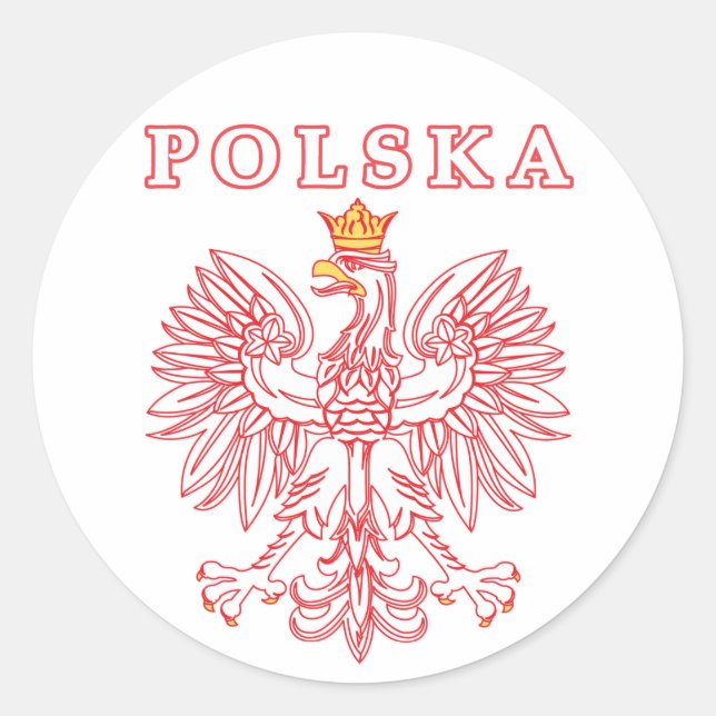 Sticker Rond Polska Avec Aigle Rouge Polonais (Devant)