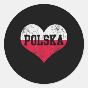 Sticker Rond Polska Coeur Drapeau Pologne patrimoine familial p