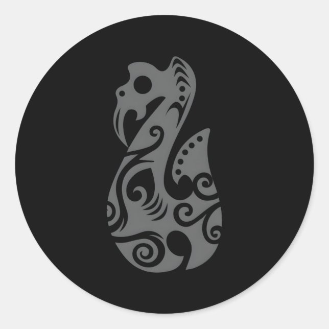 Sticker Rond Polynésie Maori Aia Spirituelle Tribal Tattoo New  (Devant)