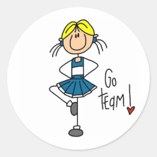 Sticker Rond Pom-pom girl bleu