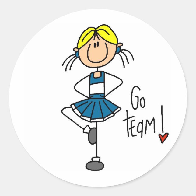 Sticker Rond Pom-pom girl bleu (Devant)