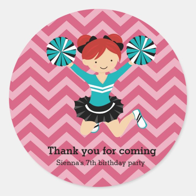 Sticker Rond Pom-pom girl, choisissez votre propre couleur arri (Devant)