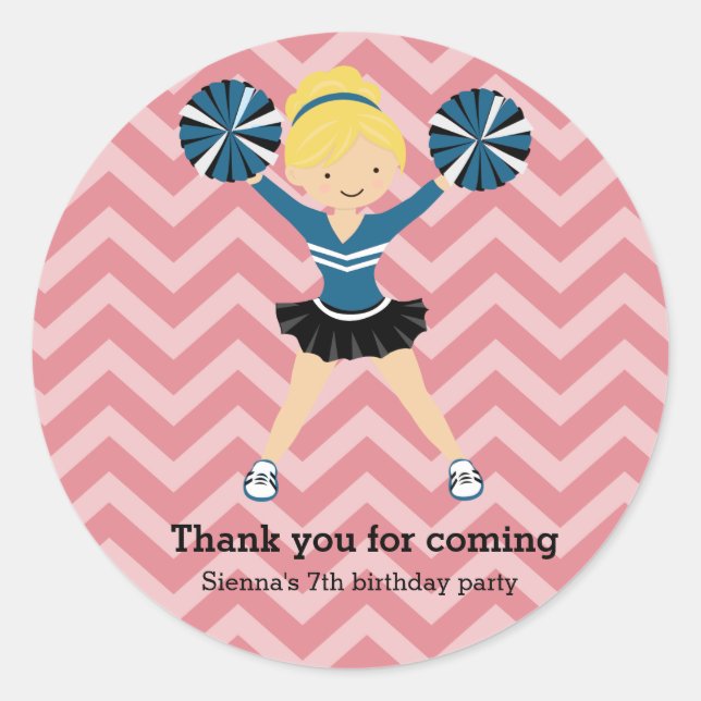 Sticker Rond Pom-pom girl, choisissez votre propre couleur arri (Devant)