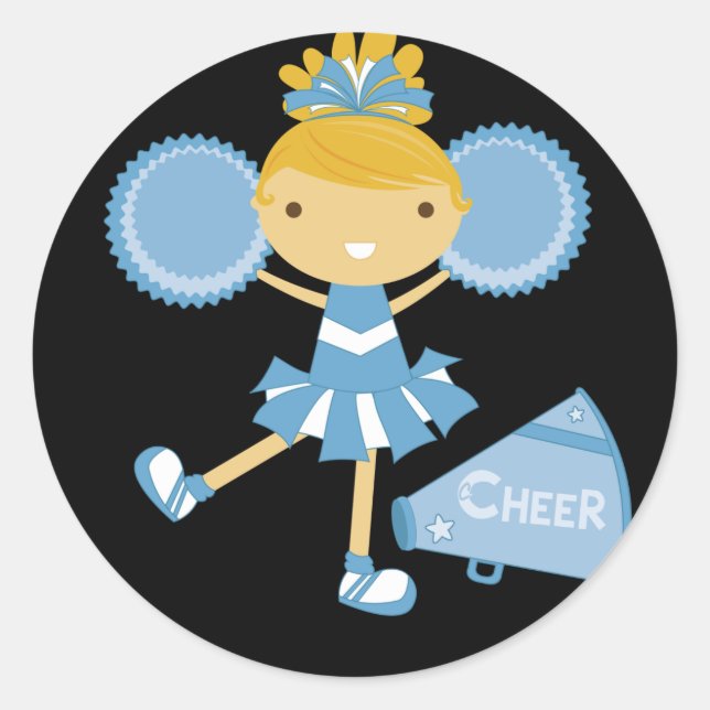 Sticker Rond Pom-pom girl en bleu (Devant)