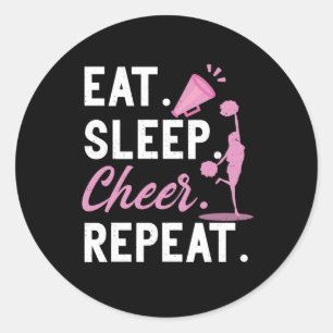 Sticker Rond Pom-pom girl Gymnastique Danse Manger Sleep Cheer 