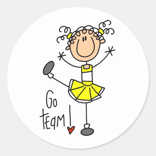Sticker Rond Pom-pom girl jaune (Devant)