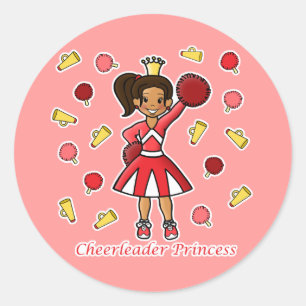 Sticker Rond Pom-pom girl princesse