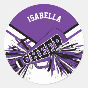 Sticker Rond pom-pom girl 📣 - violet, noir et blanc