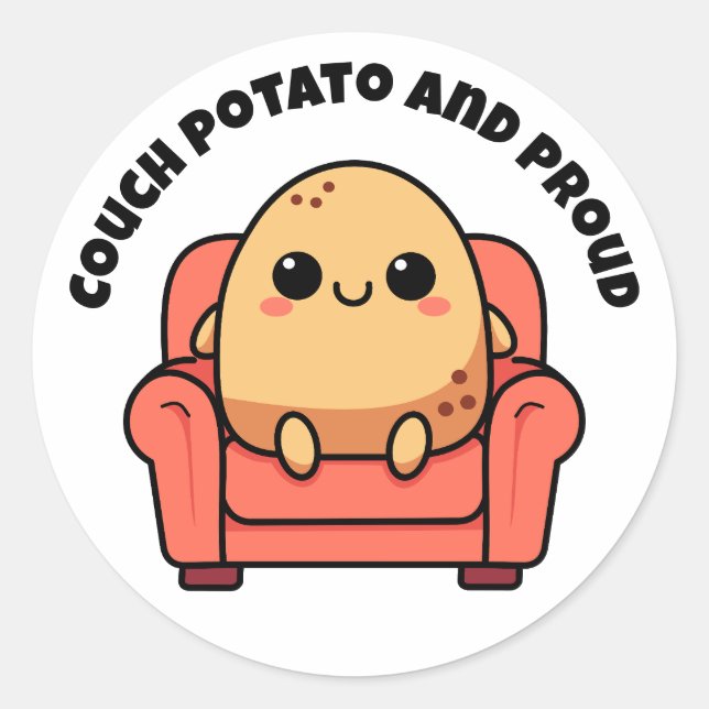 Sticker Rond Pomme De Canapé Et Fière (Devant)
