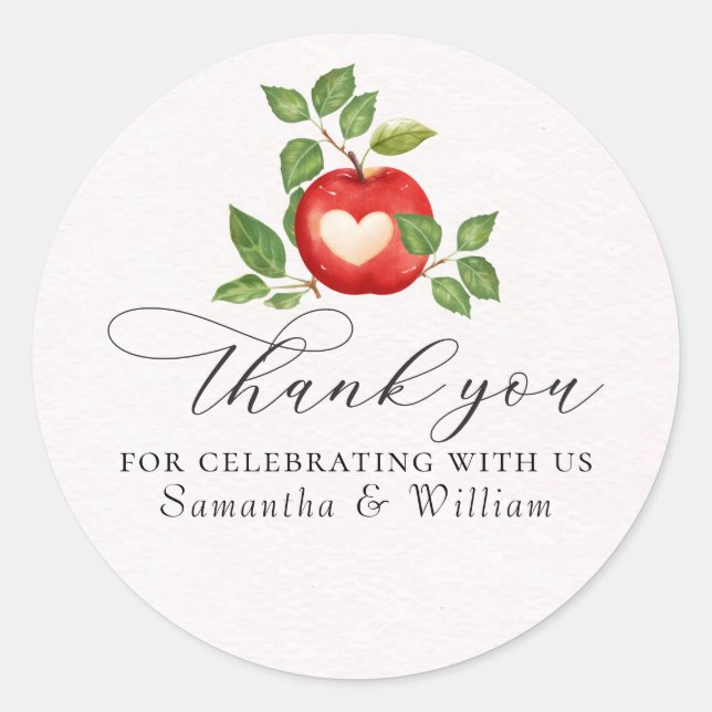 Sticker Rond Pomme de nos yeux Automne Harvest Baby shower rust (Devant)