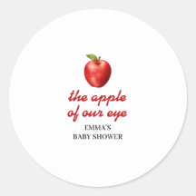 Pomme de nos yeux texte rouge pour baby shower d'a