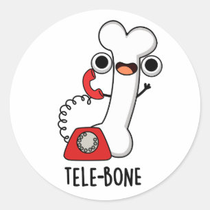 Sticker Rond Pomme de téléphone à os amusant