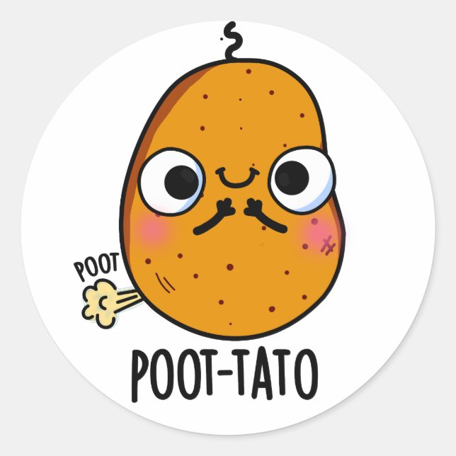 Sticker Rond Pomme de terre amusant Farting Pun de pomme de ter (Devant)