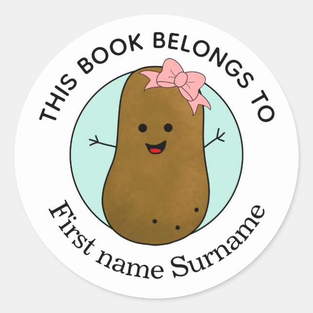 Sticker Rond Pomme De Terre Ce Livre Appartient À La Classique  (Devant)