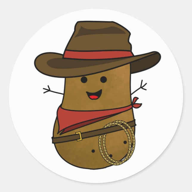 Sticker Rond Pomme de terre cowboy (Devant)