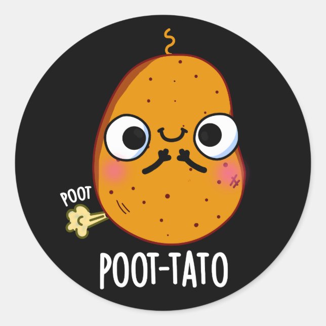 Sticker Rond Pomme de terre drôle Farting Potato Pun de pomme d (Devant)