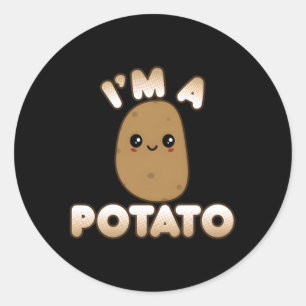 Sticker Rond Pomme De Terre Kawaii Style Sourire Je Suis Une Po