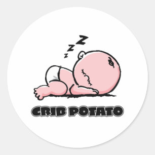 Sticker Rond Pomme de terre - Petit bébé dormant