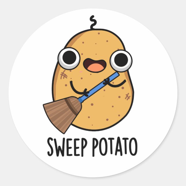 Sticker Rond Pomme de terre Sweep Funny Sweet Pomme de terre (Devant)