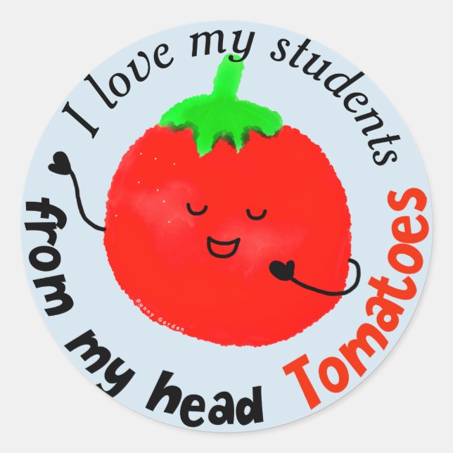 Sticker Rond Pomme de Tomate Positive - De Ma Tête Tomates (Devant)
