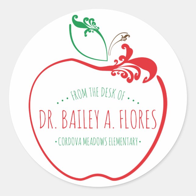 Sticker Rond pomme fleurie du bureau des enseignants (Devant)