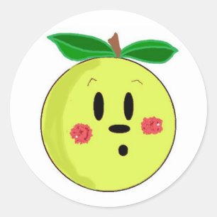 Sticker Rond Pomme Golden Delicious visage