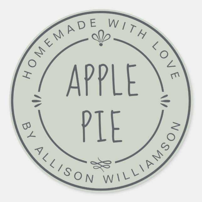 Sticker Rond Pomme maison rustique Pie Pastel Green (Devant)