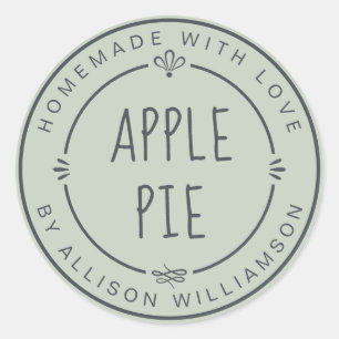 Sticker Rond Pomme maison rustique Pie Pastel Green