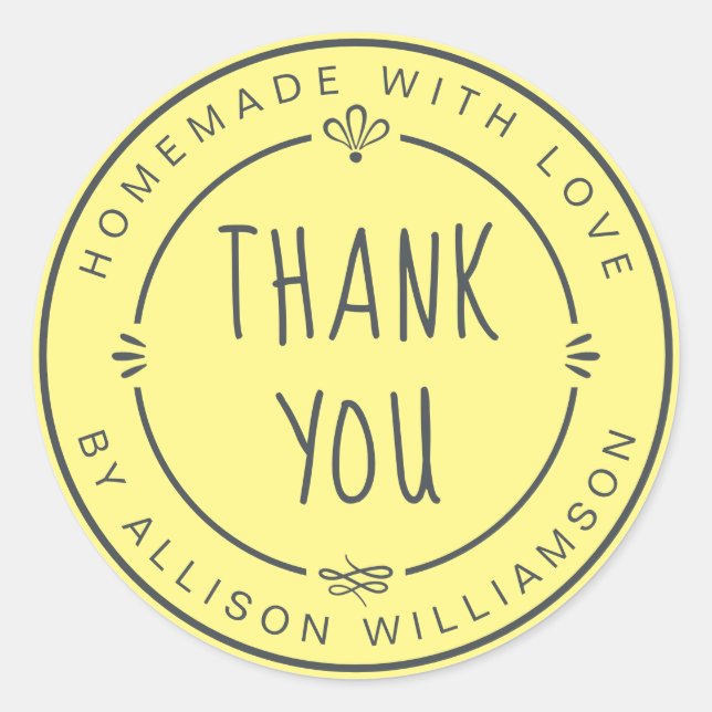 Sticker Rond Pomme maison rustique Pie Pastel Jaune (Devant)