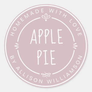Sticker Rond Pomme maison rustique Pie Pastel Purple