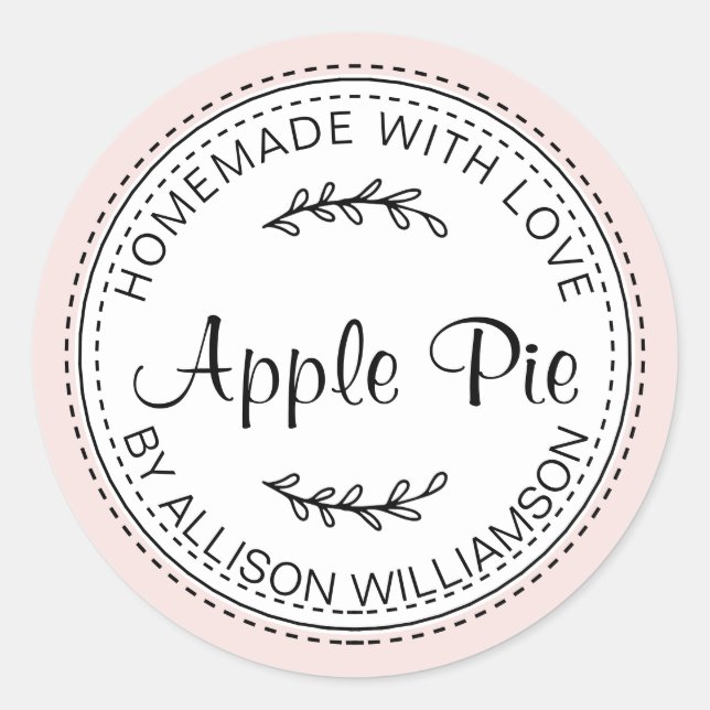 Sticker Rond Pomme maison rustique Pie Pastel Rose (Devant)
