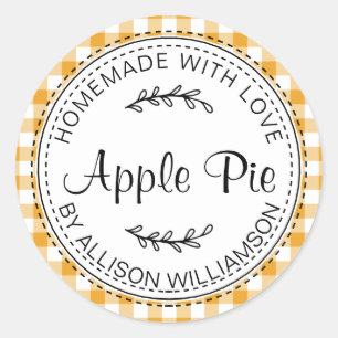 Sticker Rond Pomme maison rustique tarte Mellow jaune chèque