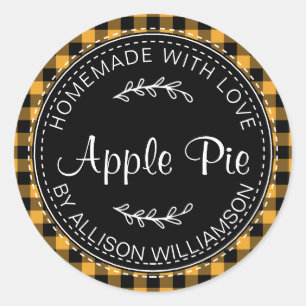 Sticker Rond Pomme maison rustique tarte Mellow Jaune Plaid