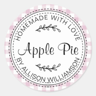 Sticker Rond Pomme maison rustique tarte violet chèque