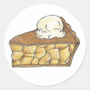 Sticker Rond Pomme Pie Slice a la Mode Crème glacée Dessert Piq