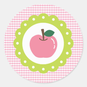 Sticker Rond Pomme rose fille