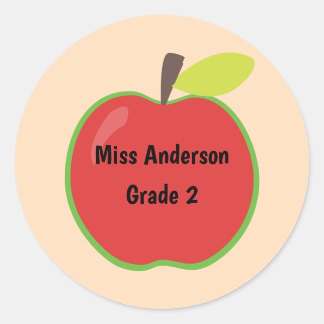Sticker Rond Pomme rouge personnalisé avec nom et grade (Devant)