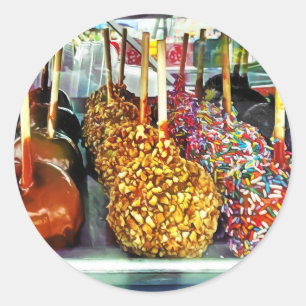 Sticker Rond Pommes de caramel avec arroses et noix