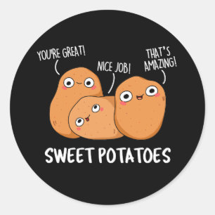 Sticker Rond Pommes de terre douces amusant jeu de nourriture