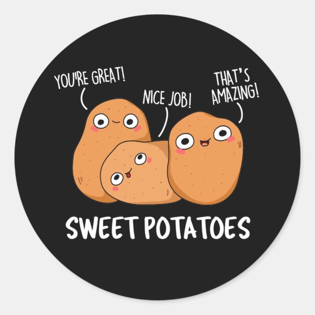 Sticker Rond Pommes de terre sucrées amusant Nourriture chatte  (Devant)