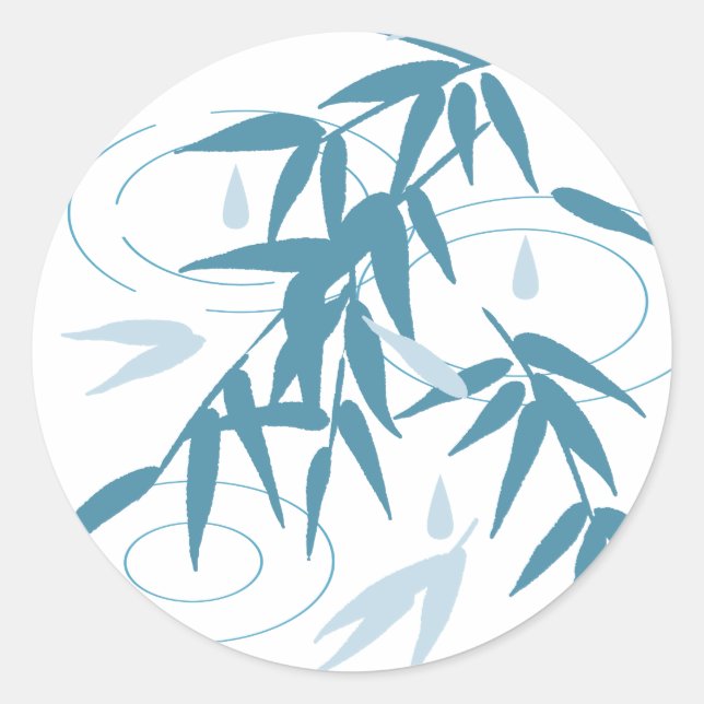 Sticker Rond Pommes et Feuilles en bambou après la pluie (Devant)
