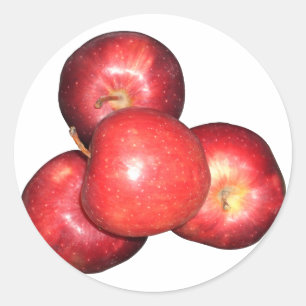 Sticker Rond Pommes rouges sucrées et crêpes - Impression de fr