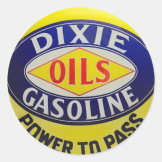 Sticker Rond Pompe à gaz vintage Dixie Huiles Essence à tige ch