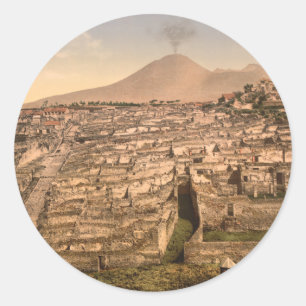 Sticker Rond Pompeii et bâti Vesivius, Campanie, Italie