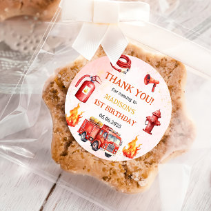 Sticker Rond Pompier Camion 1er Anniversaire Classic