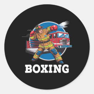 Sticker Rond Pompier Jouer Boxe Pompier Sport