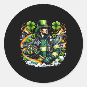 Sticker Rond Pompier Jour de la Saint Patrick Hommes Pompiers i
